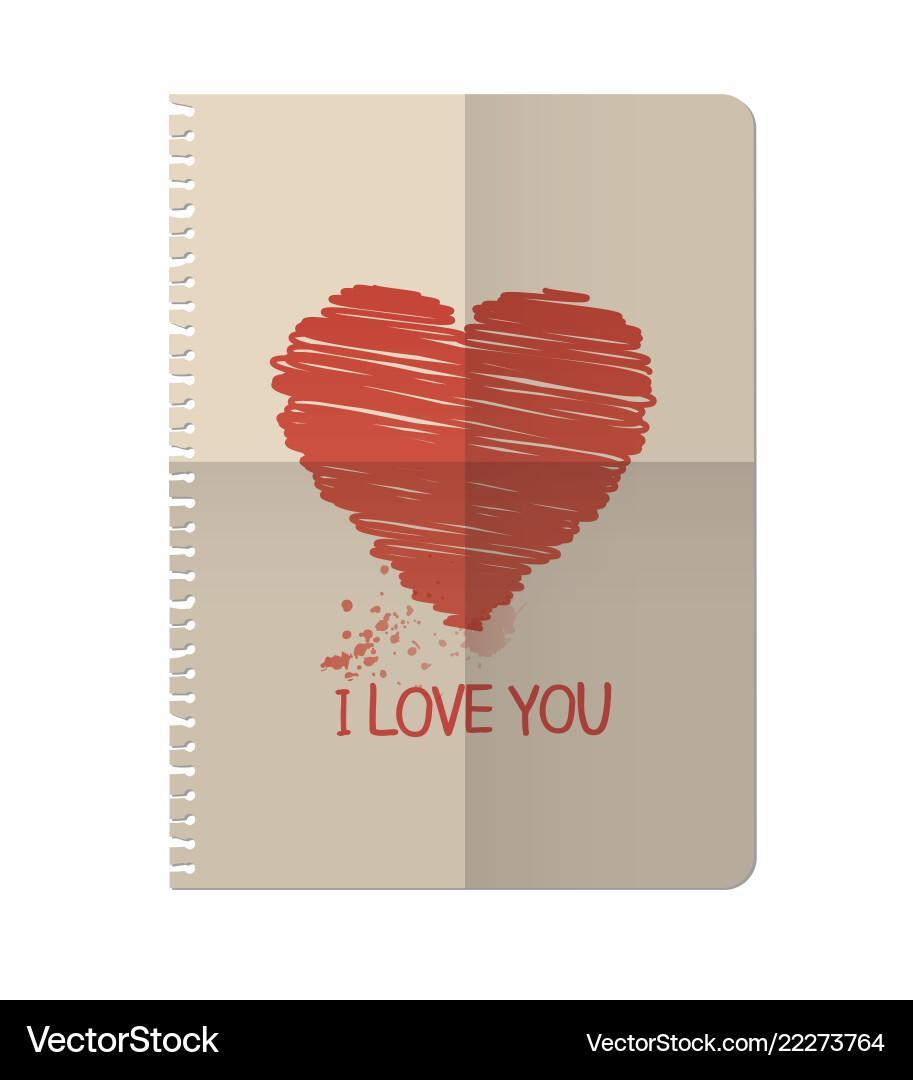 Notebook sheet and heart-01 Vector Image
