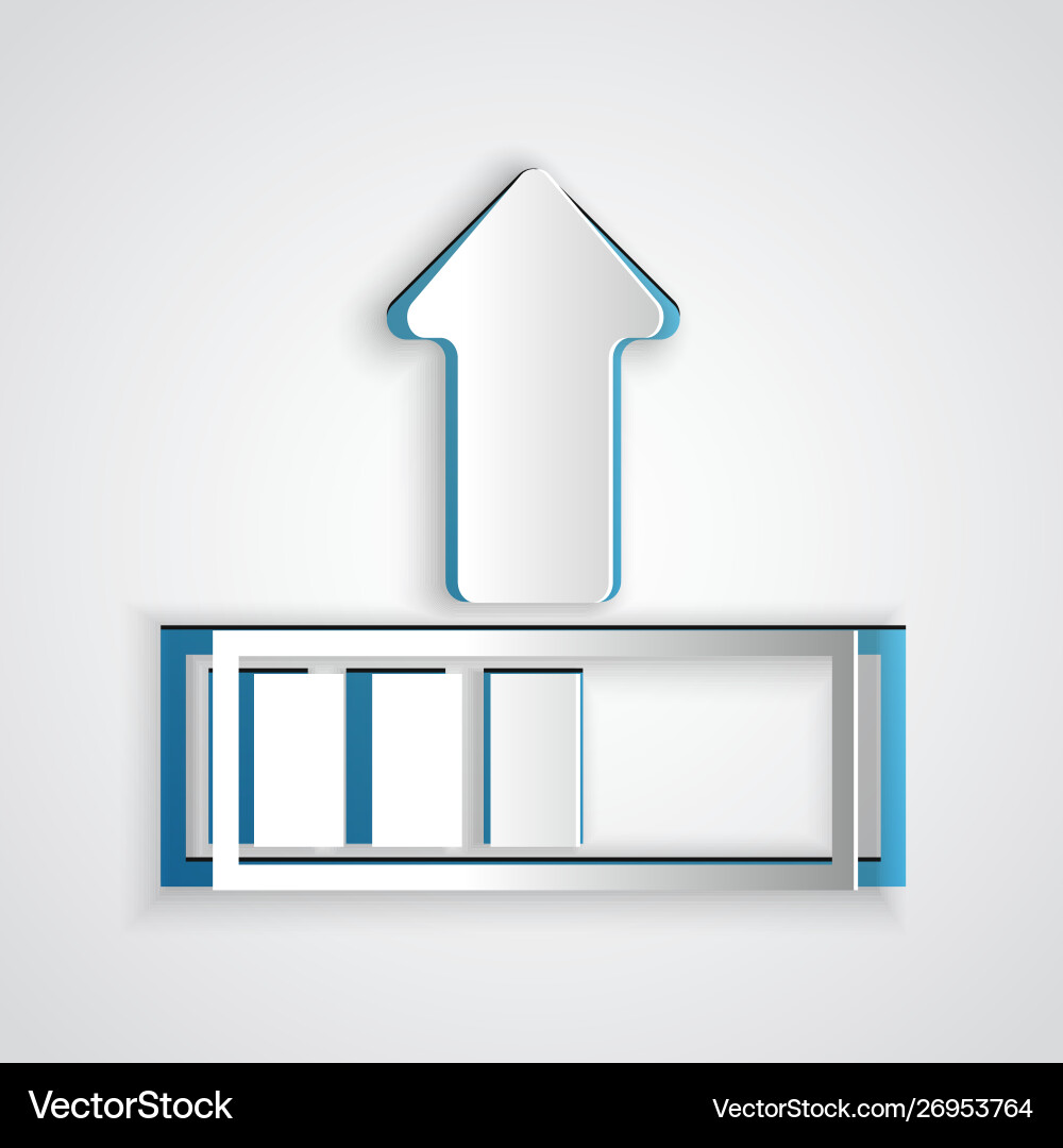 Paper cut loading icon isolated on grey background Paper cut loading icon isolated on grey background Vector Image