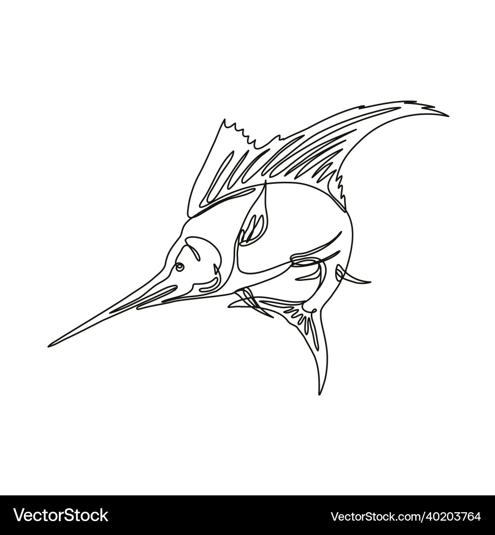 Sailfish jumping up continuous line drawing Vector Image