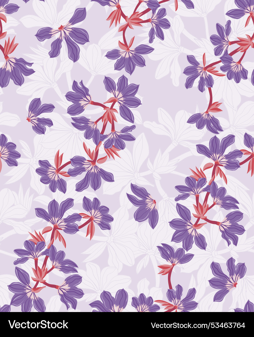 Seamless pattern diagonal flowers in two layers Vector Image