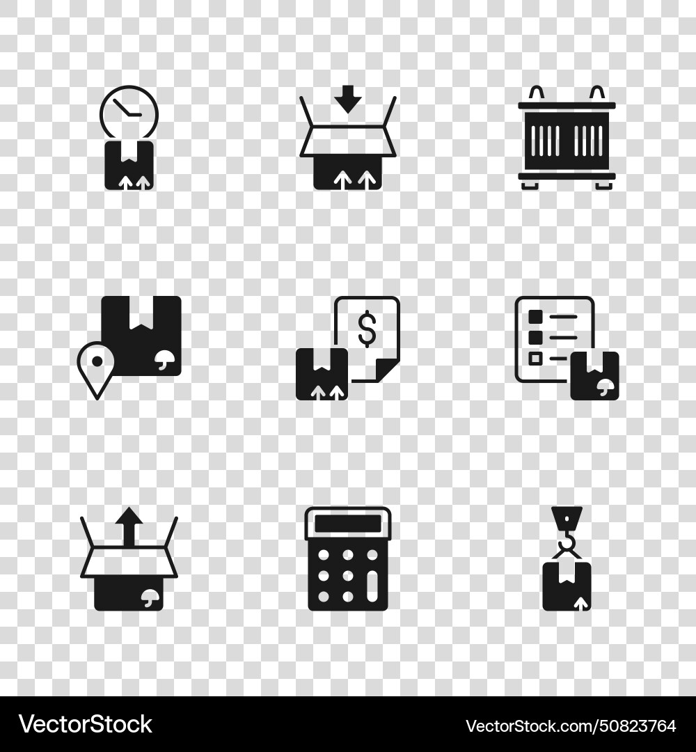Set calculator verification of delivery list Vector Image