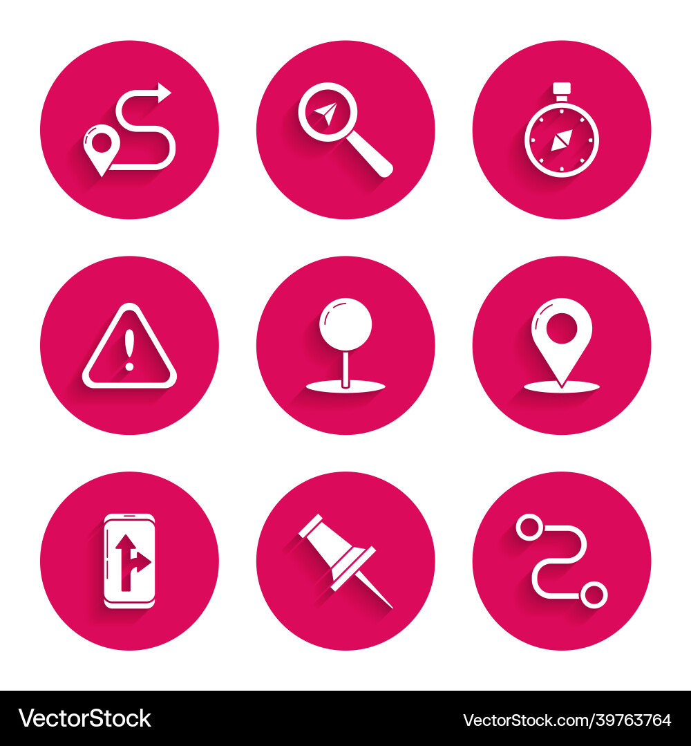 Set push pin route location map infographic Vector Image