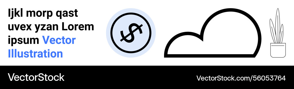 Simple cloud dollar icon and plant in minimalist Simple cloud dollar icon and plant in minimalist vector image