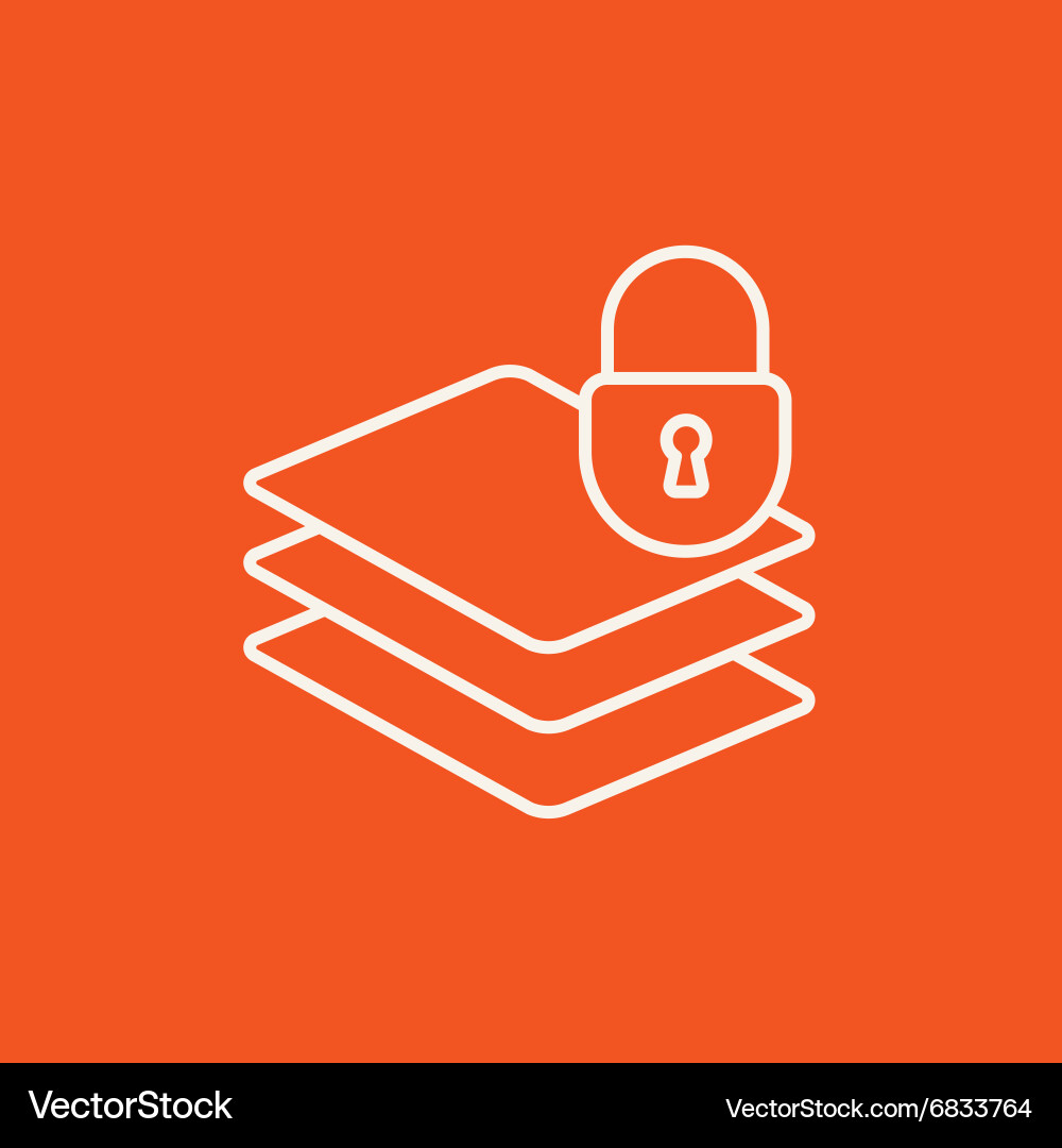 Stack of papers with lock line icon vector image