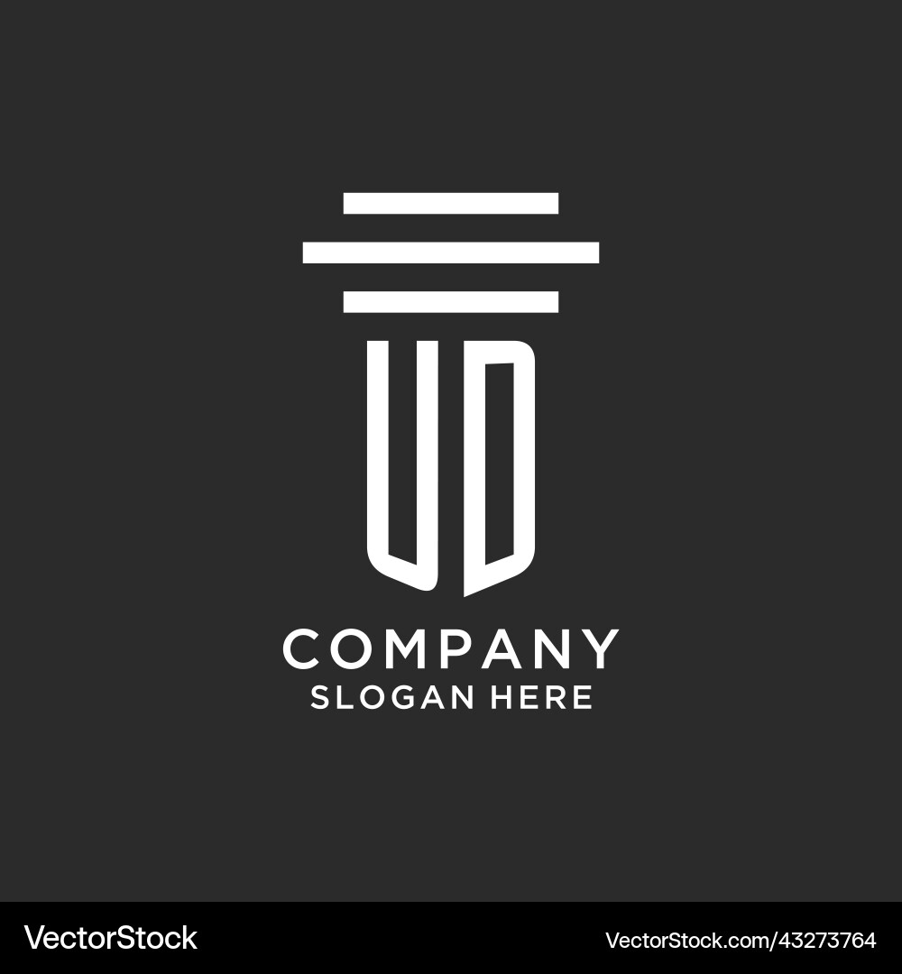 Ud initials with simple pillar logo design Vector Image
