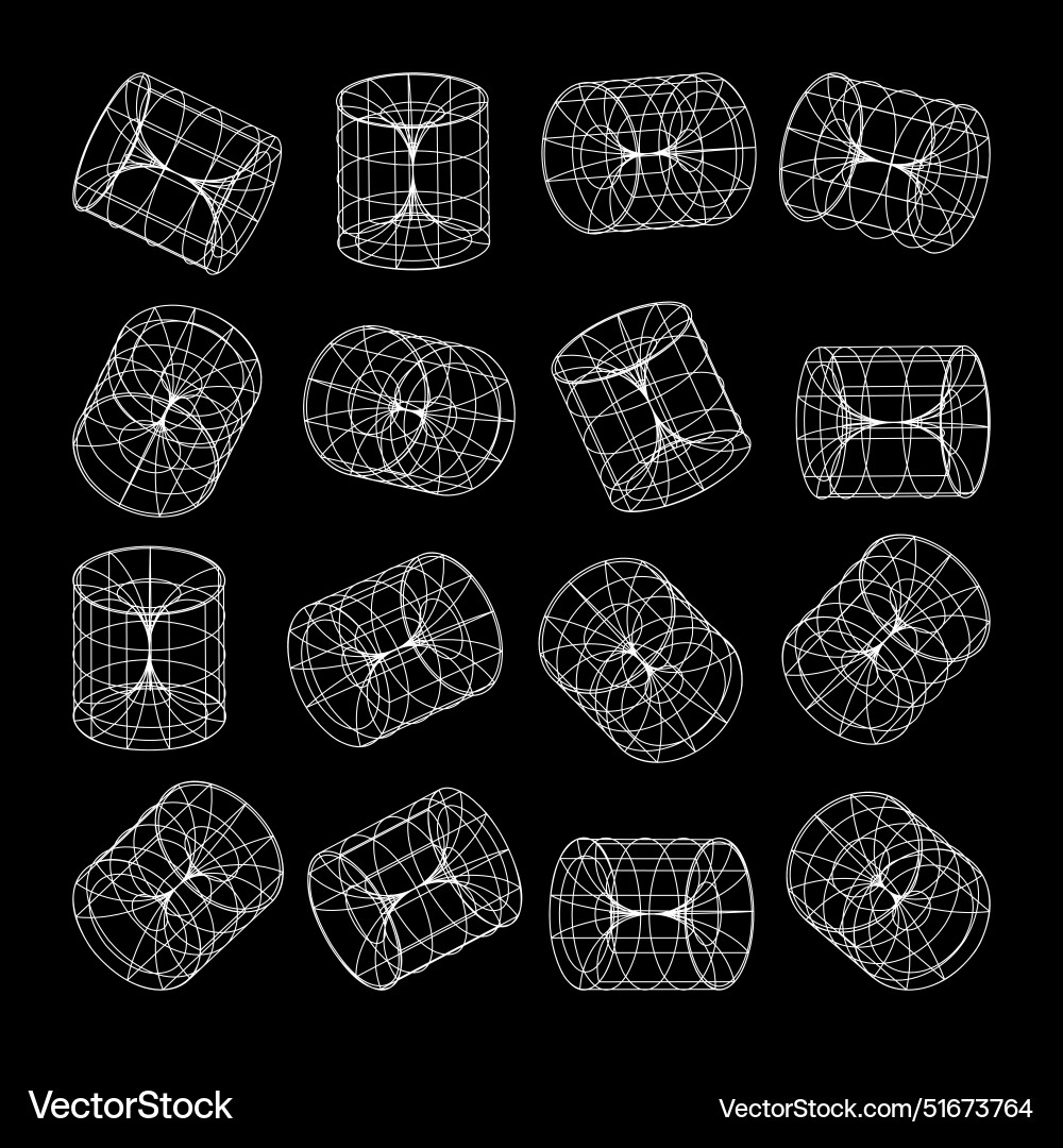 Wireframe lined shapes perspective mesh 3d grid Wireframe lined shapes perspective mesh 3d grid vector image
