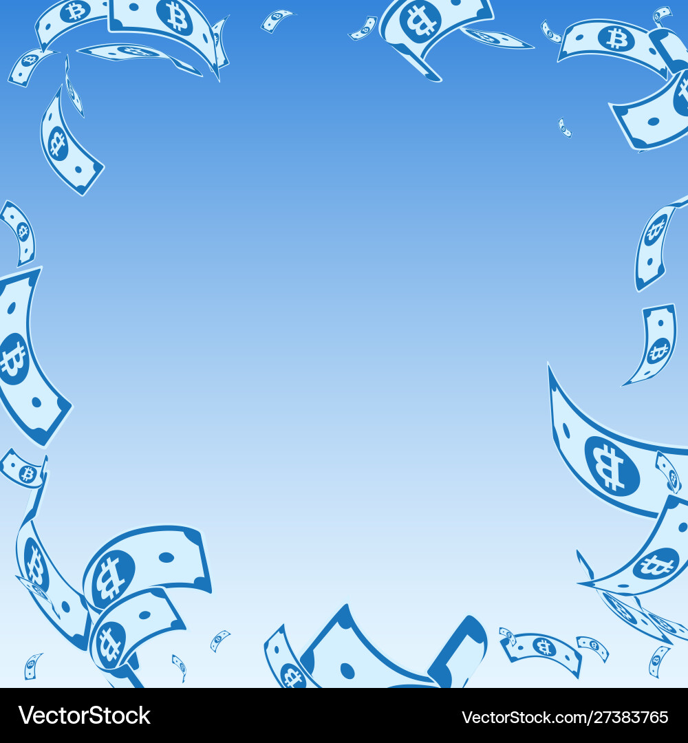 Bitcoin internet currency notes falling random b vector image
