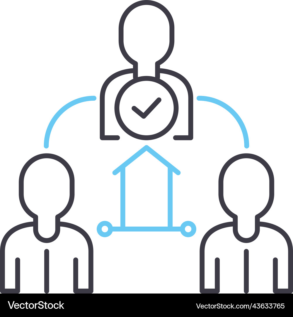 Delegating tasks line icon outline symbol Delegating tasks line icon outline symbol Vector Image