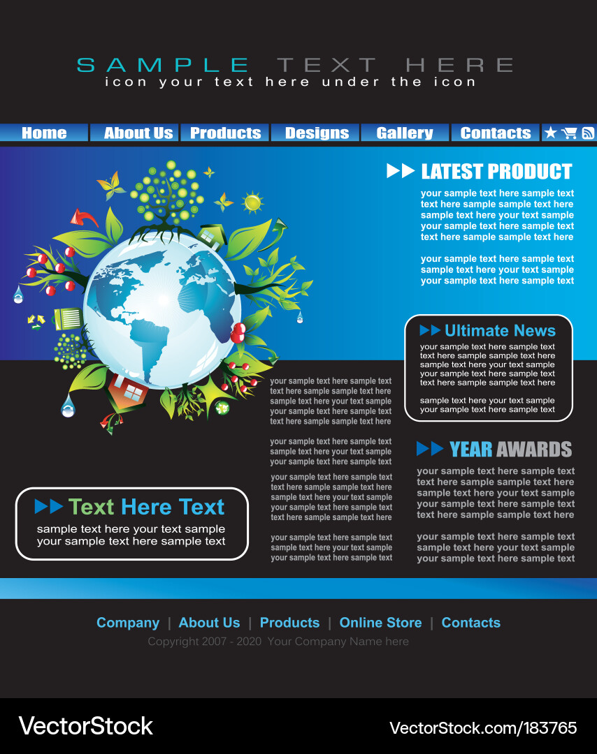 Environmental website template Royalty Free Vector Image