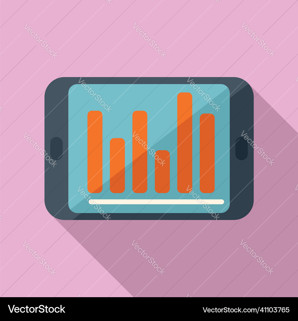 Graph chart tablet icon flat document Graph chart tablet icon flat document Vector Image