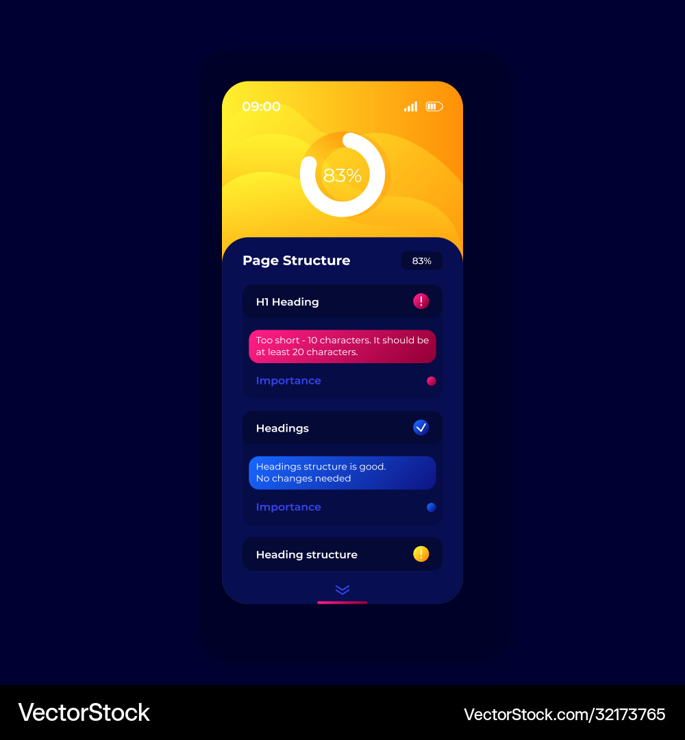 Page structure smartphone interface template vector image