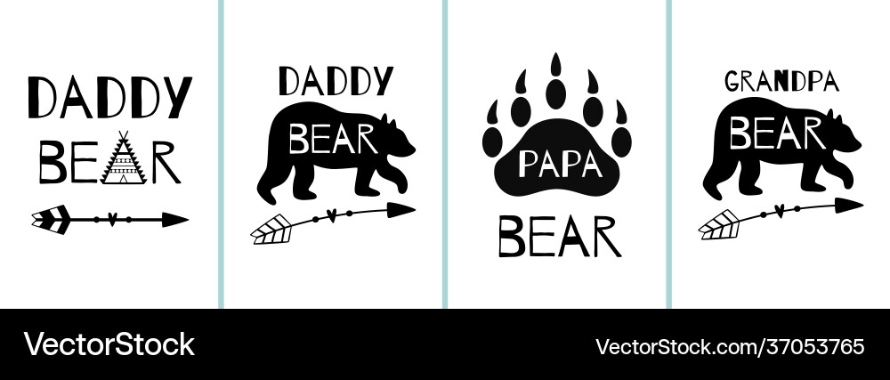 Papa-Bären-Karten-Set Väter Tag Poster Papa-Bären-Karten-Set Väter Tag Poster vektorbild