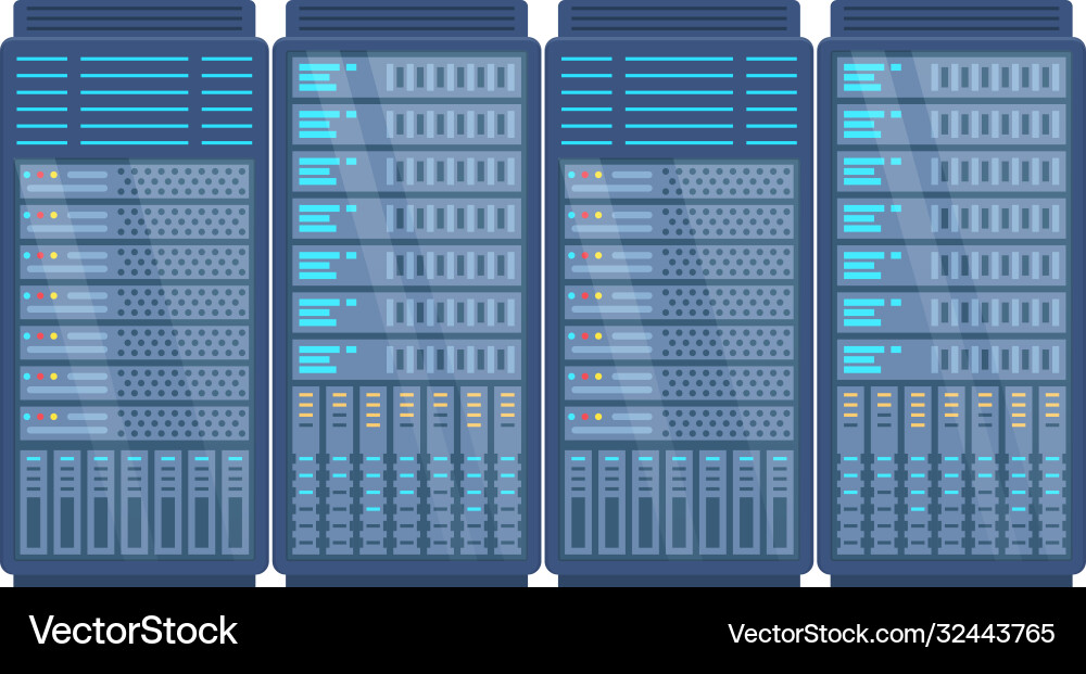 Server rack network station database hosting Server rack network station database hosting vector image