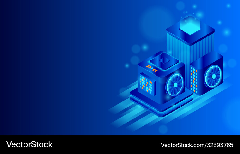 Supercomputer server room big data processing Supercomputer server room big data processing Vector Image
