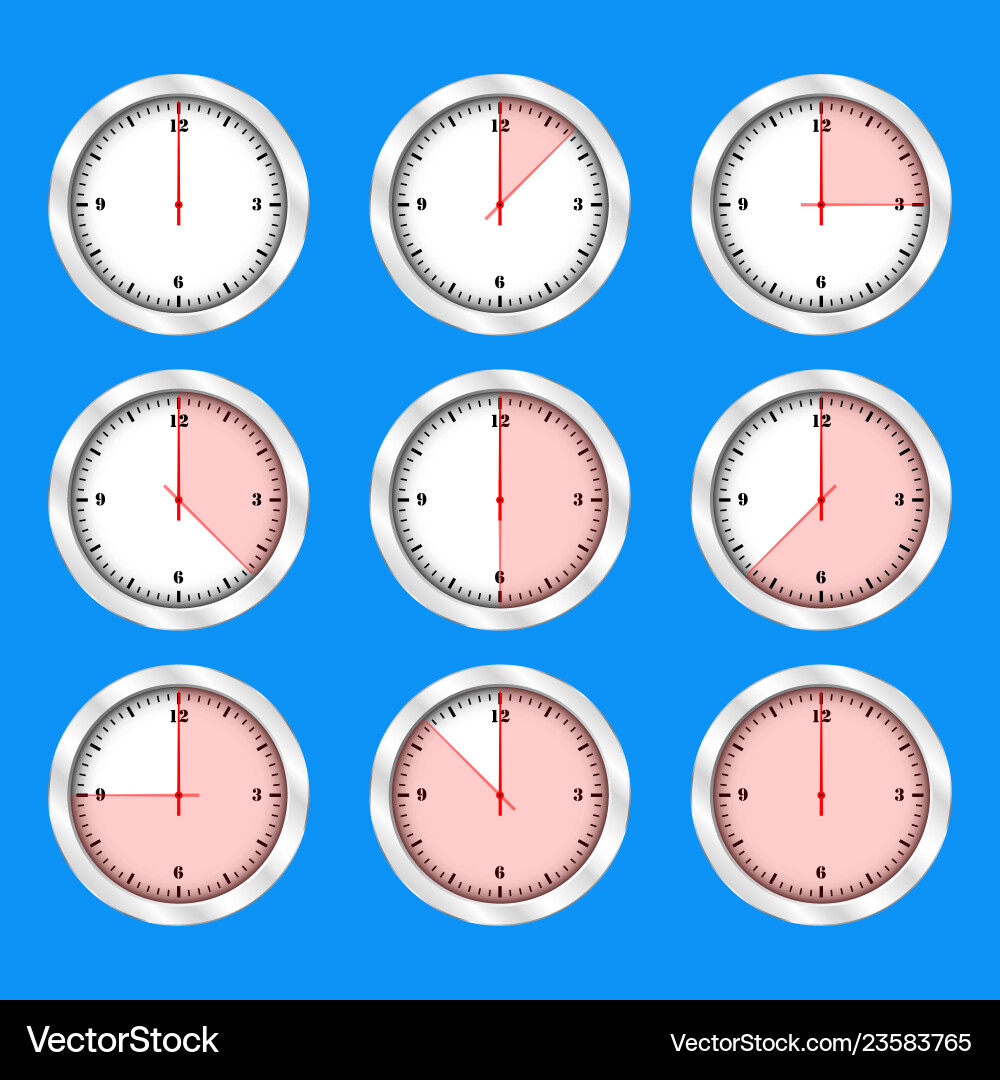Time clock icon set flat design Time clock icon set flat design vector image
