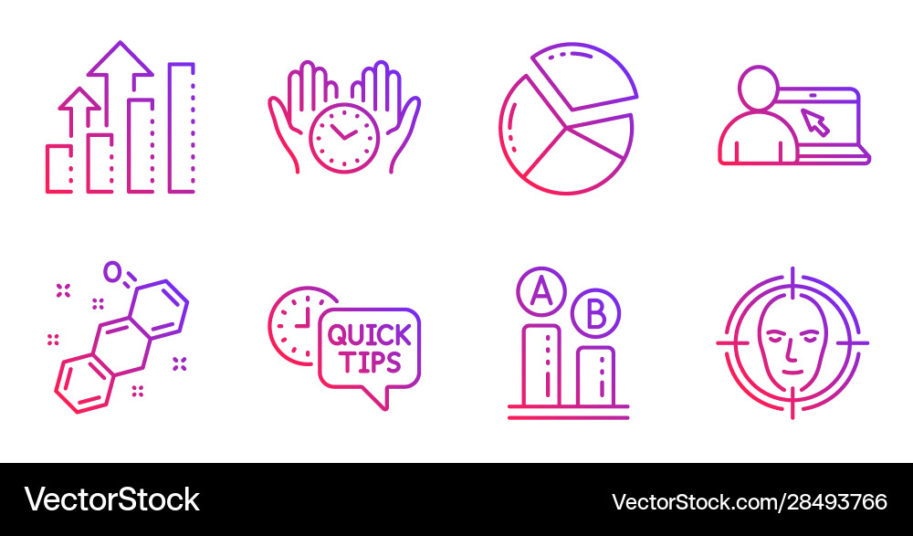 Ab testing safe time and quick tips icons set Ab testing safe time and quick tips icons set vector image