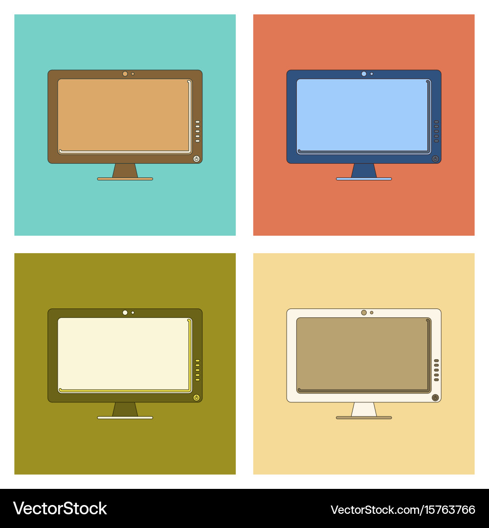 Assembly flat icon computer monitor vector image
