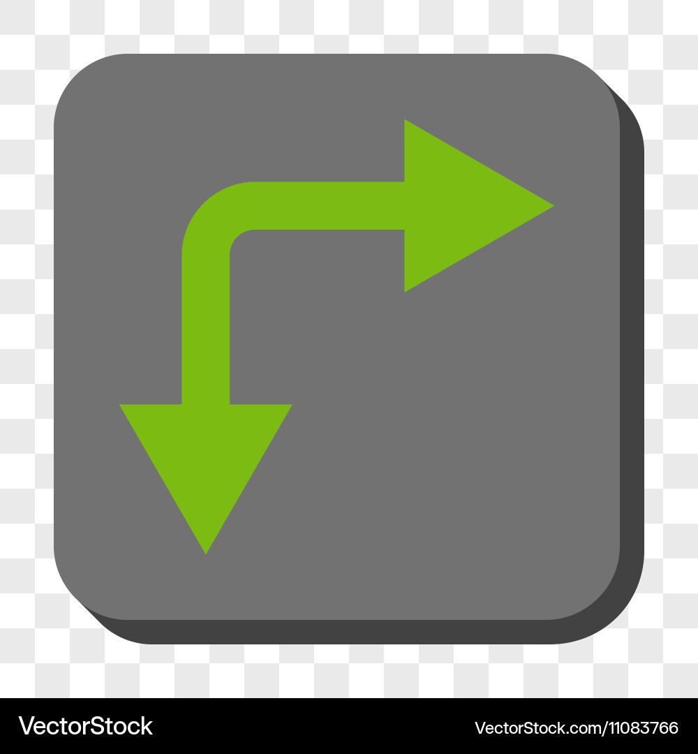 Bifurcation arrow right down rounded square button Vector Image