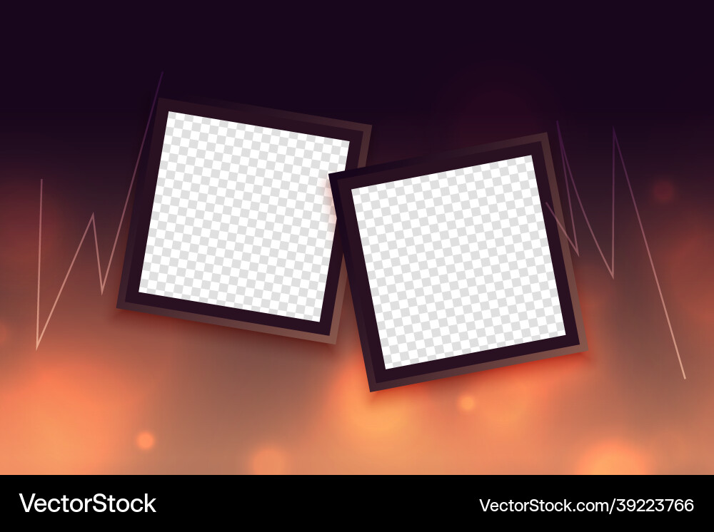 Bokeh background with two photo frames vector image