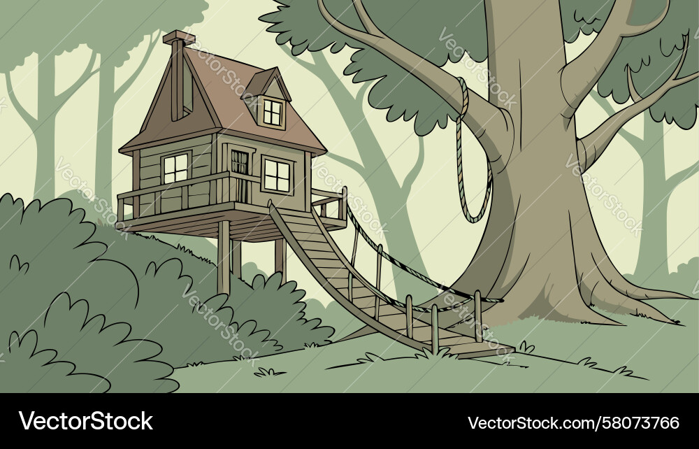 Charming Rustic Treehouse Vector Image