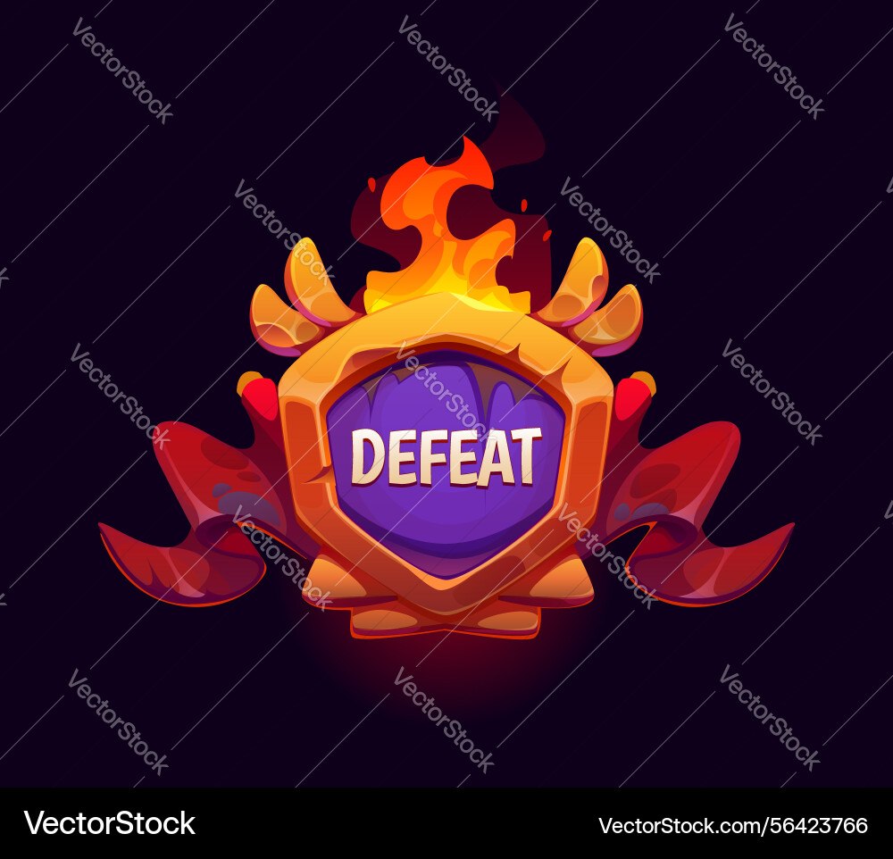 Defeat game frame icon ui asset videogame screen Defeat game frame icon ui asset videogame screen vector image