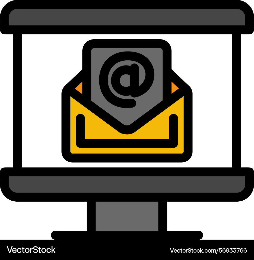 Email address line filled style icon design Vector Image