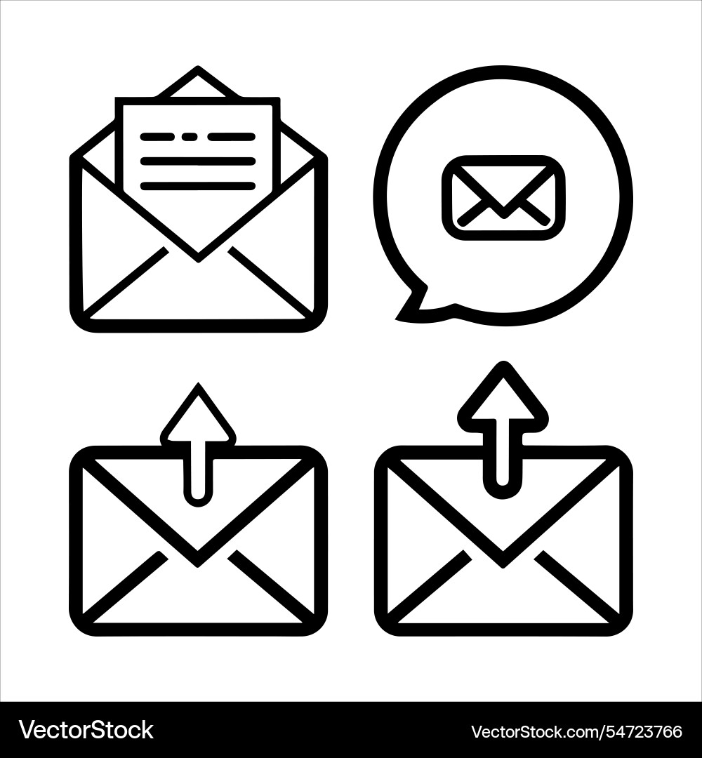 Envelope mail icon set web buttons file Vector Image