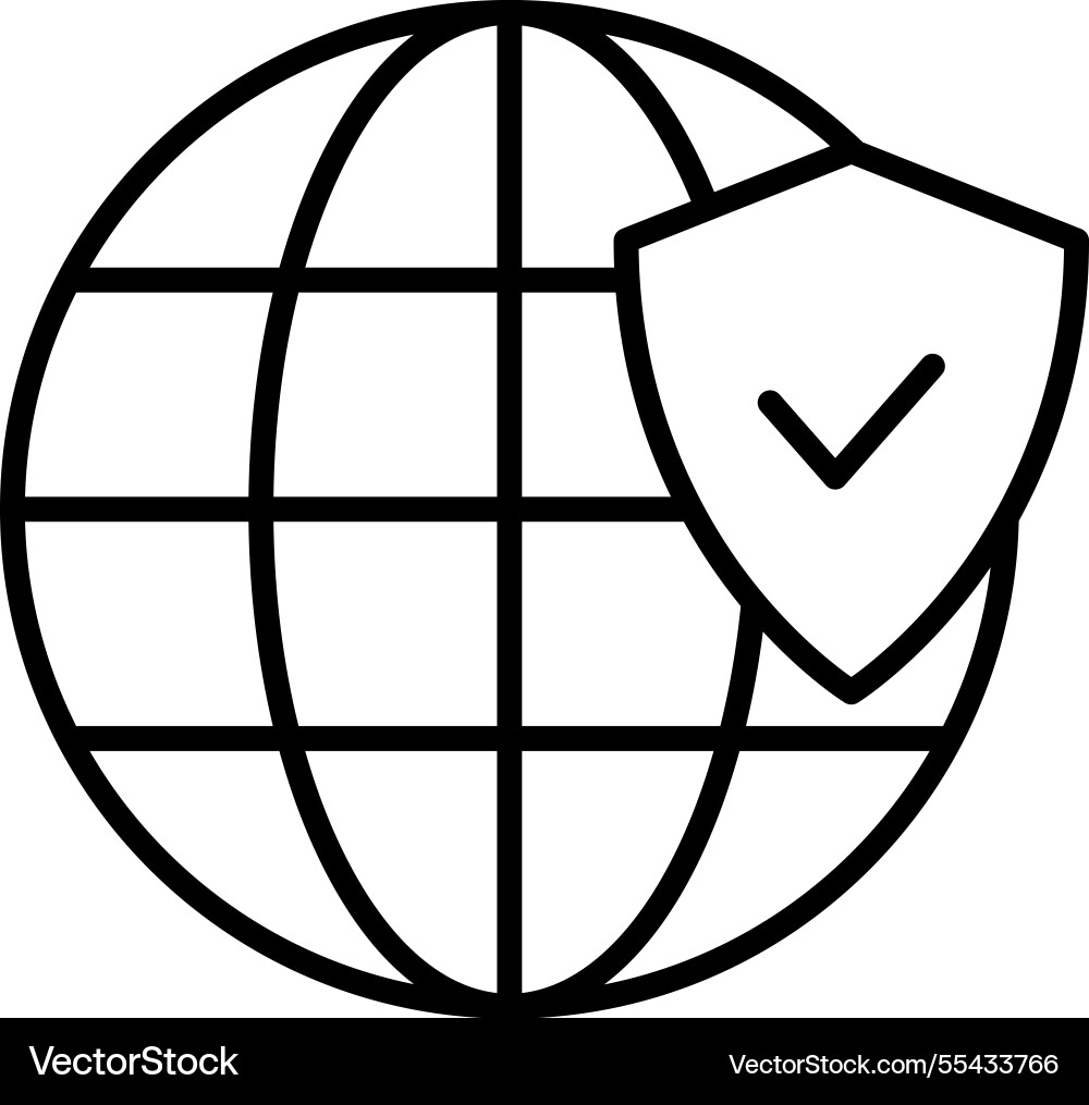 Globe with shield and checkmark vector image