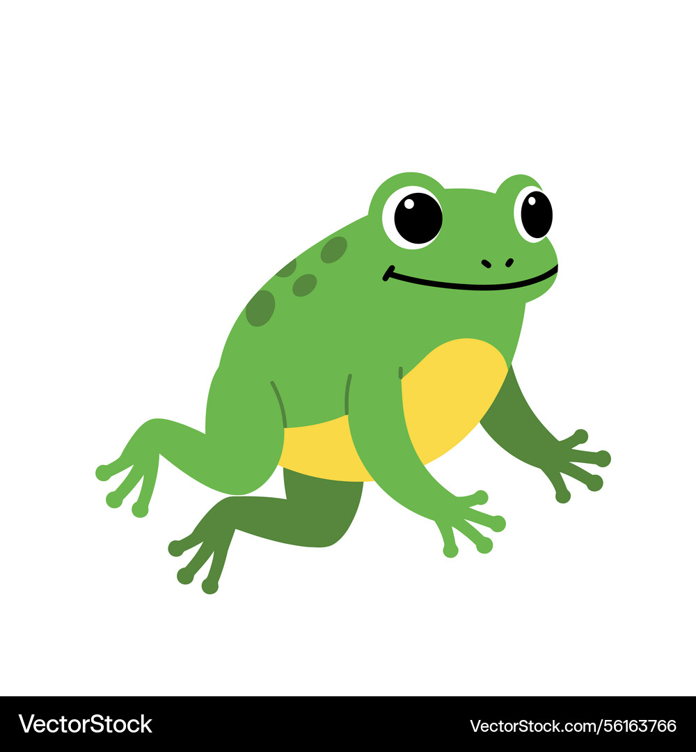 Green frog character in playful pose Vector Image