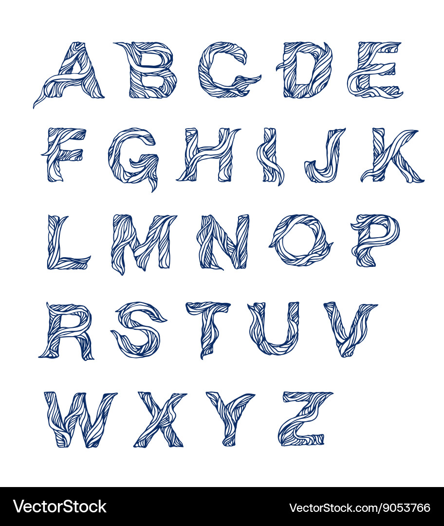 Handwritten linear font Vector Image