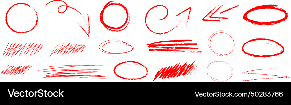 Highlight doodles random red scribble elements Highlight doodles random red scribble elements vector image