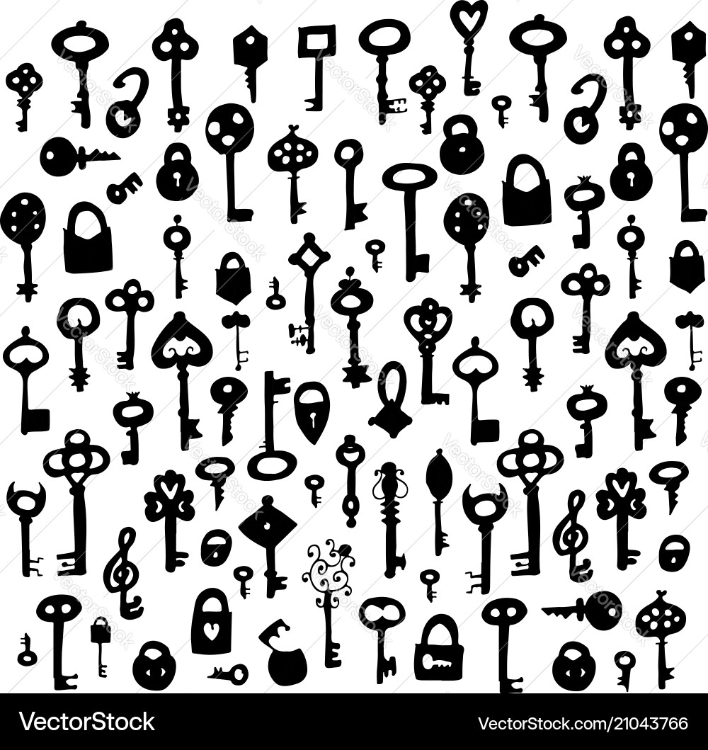 Keys collection sketch for your design Keys collection sketch for your design vector image