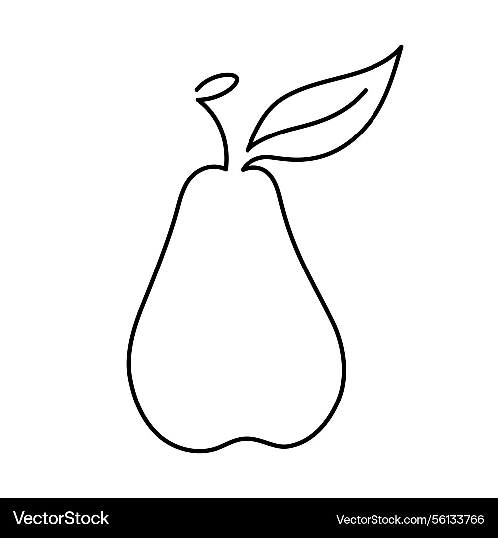 Pear fruit single line icon Vector Image