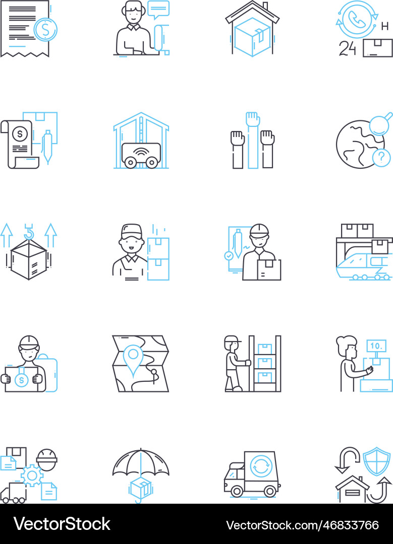 Quick delivery linear icons set swift prompt Vector Image