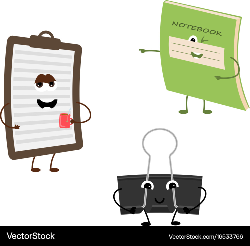 Set of funny characters from notebook tablet vector image