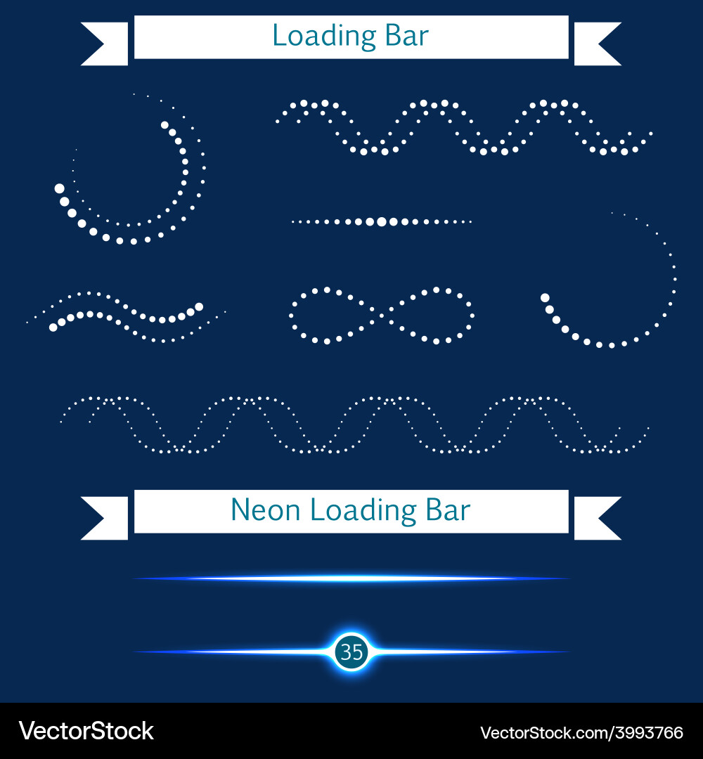 Set of modern loading bars on a dark background Vector Image