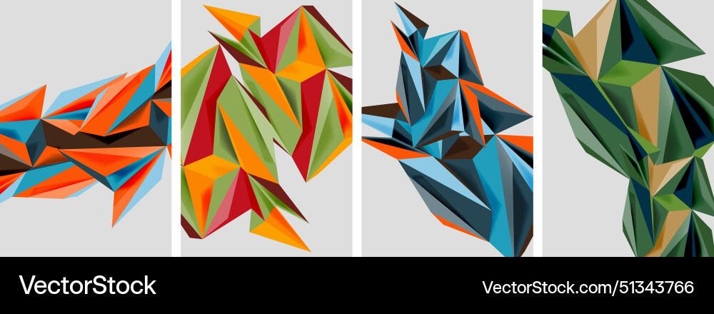 Set of mosaic triangle pattern abstract posters Vector Image
