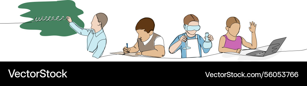Set of students answering in class response Vector Image