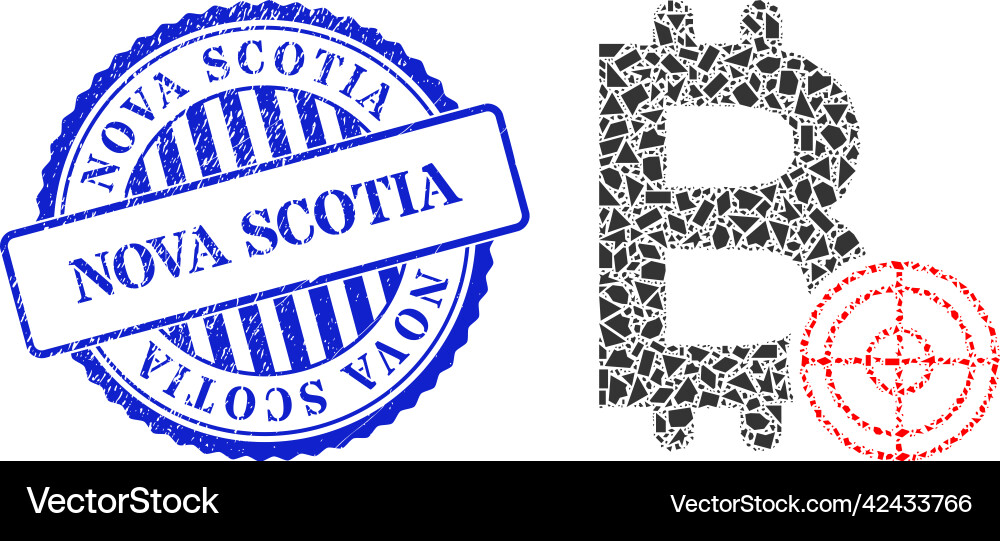 Shards mosaic bitcoin target icon with nova scotia Vector Image