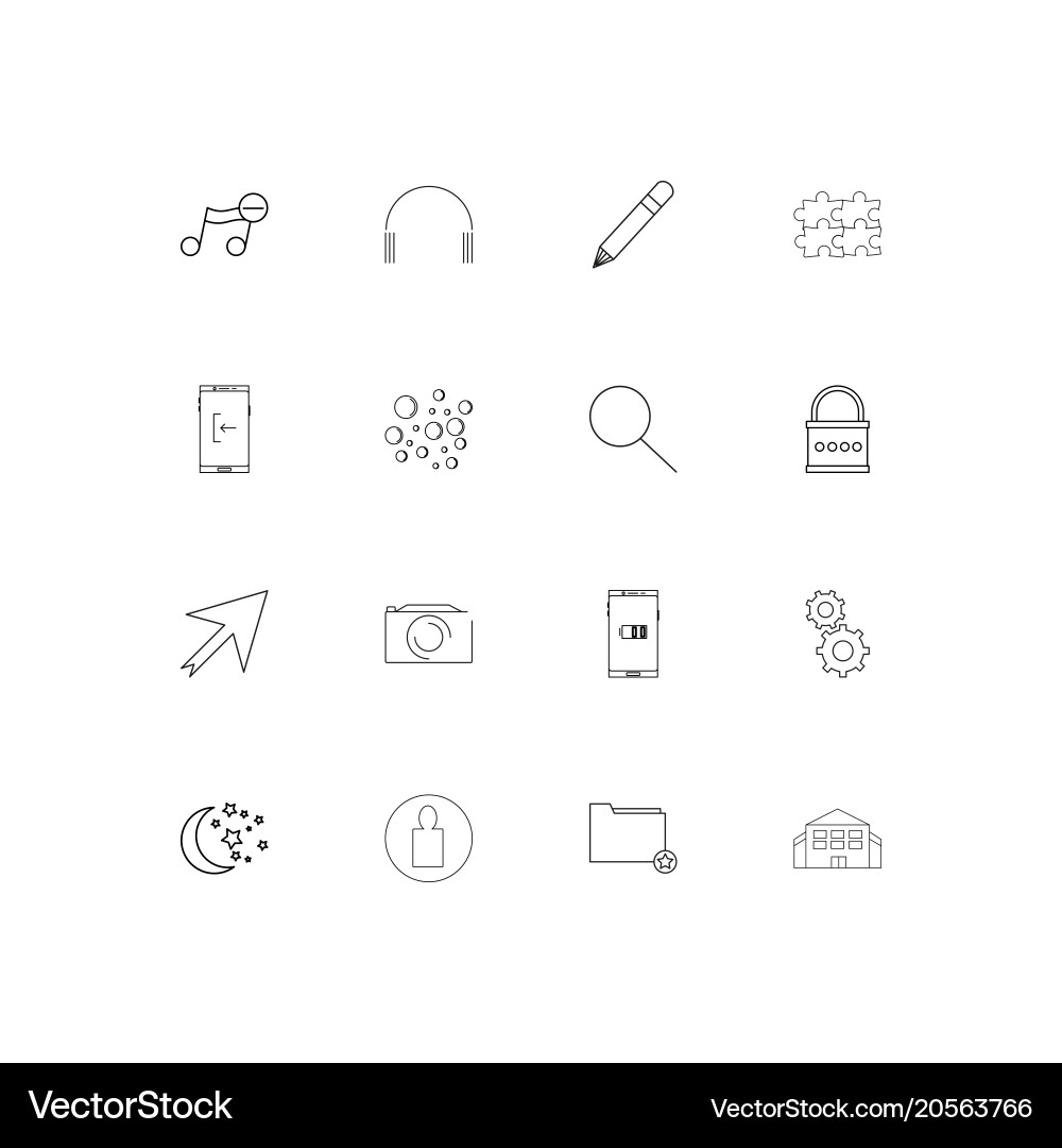 User interface simple linear icons set outlined Vector Image