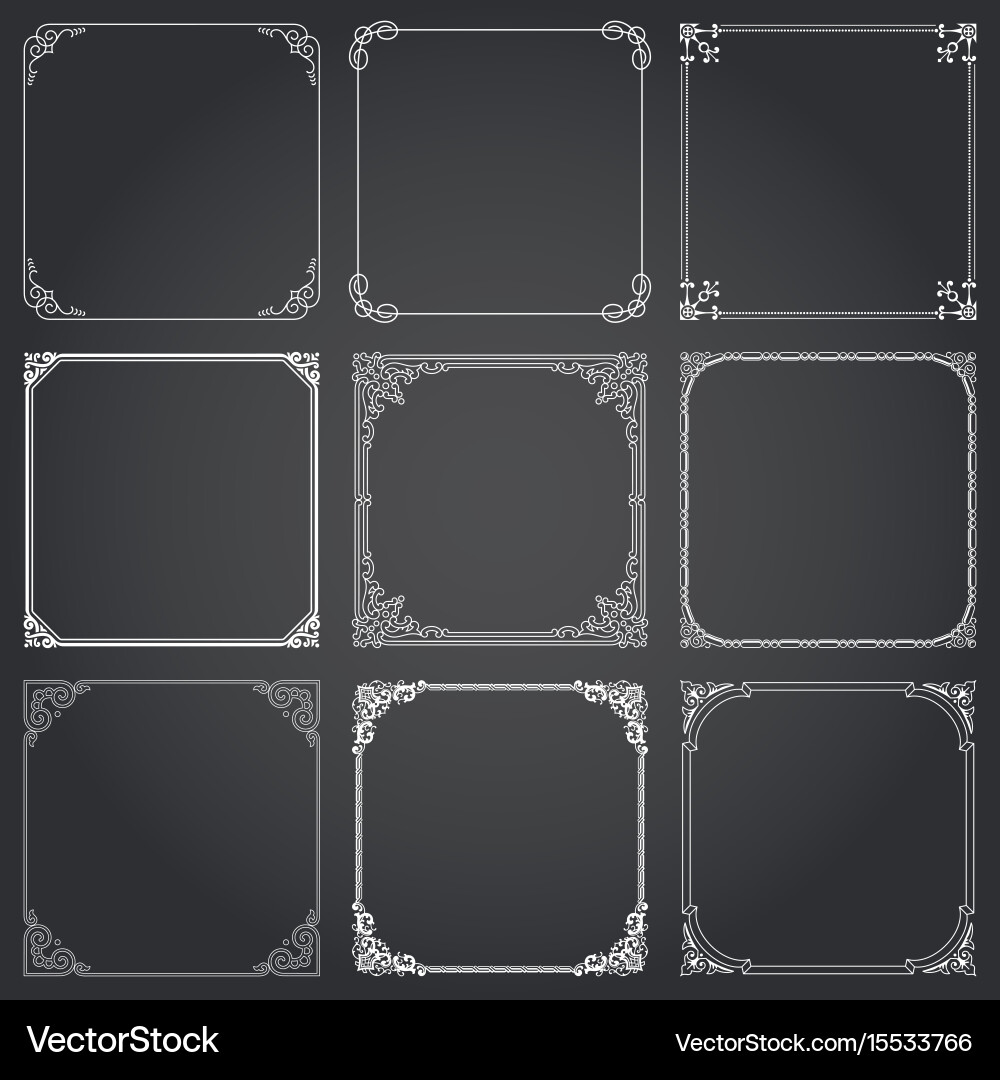Vintage Square Border Set vector image