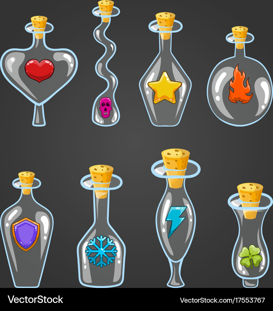 Big set with different magic elixir vector image