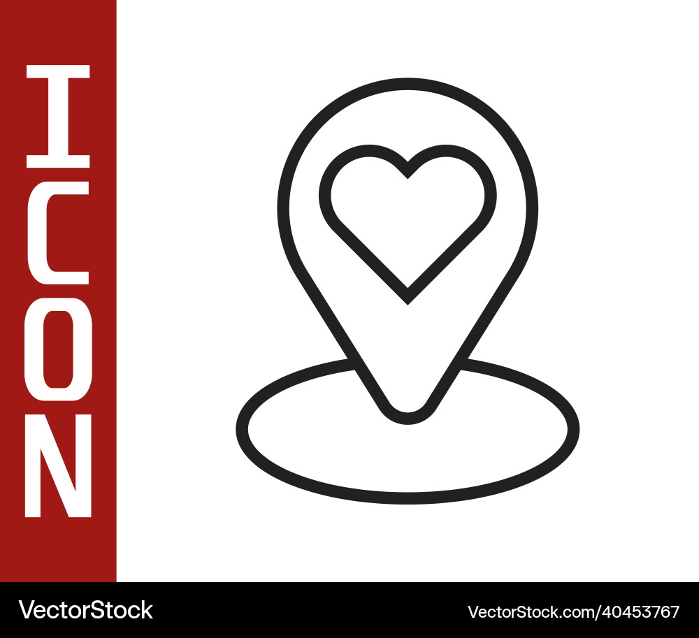 Black line map pointer with heart icon isolated Black line map pointer with heart icon isolated vector image