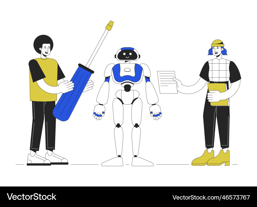 Building humanoid robot line concept spot Building humanoid robot line concept spot vector image