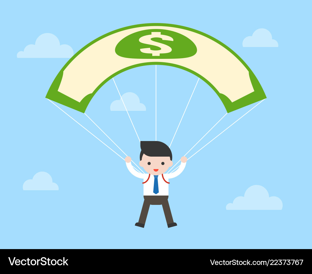 Business man and money dollar banknote parachute Vector Image