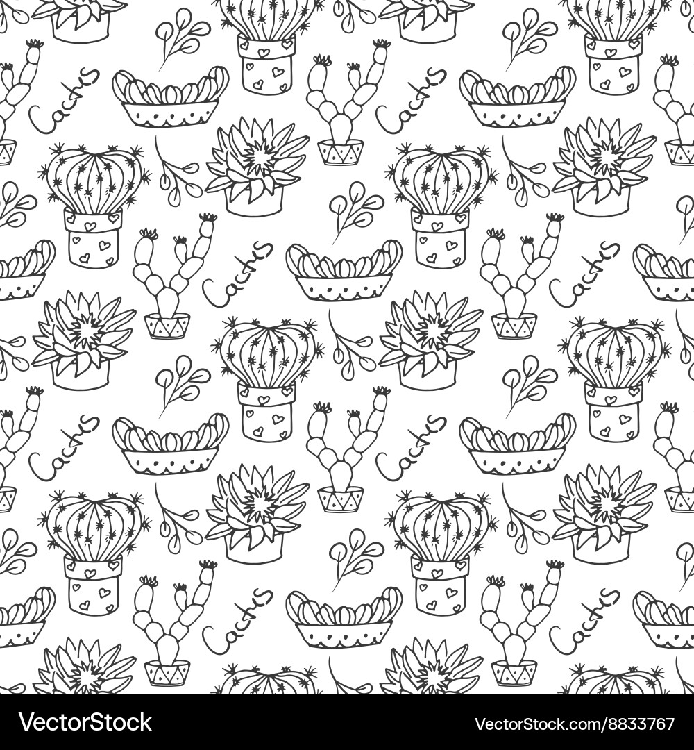 Cactus seamless pattern vector image