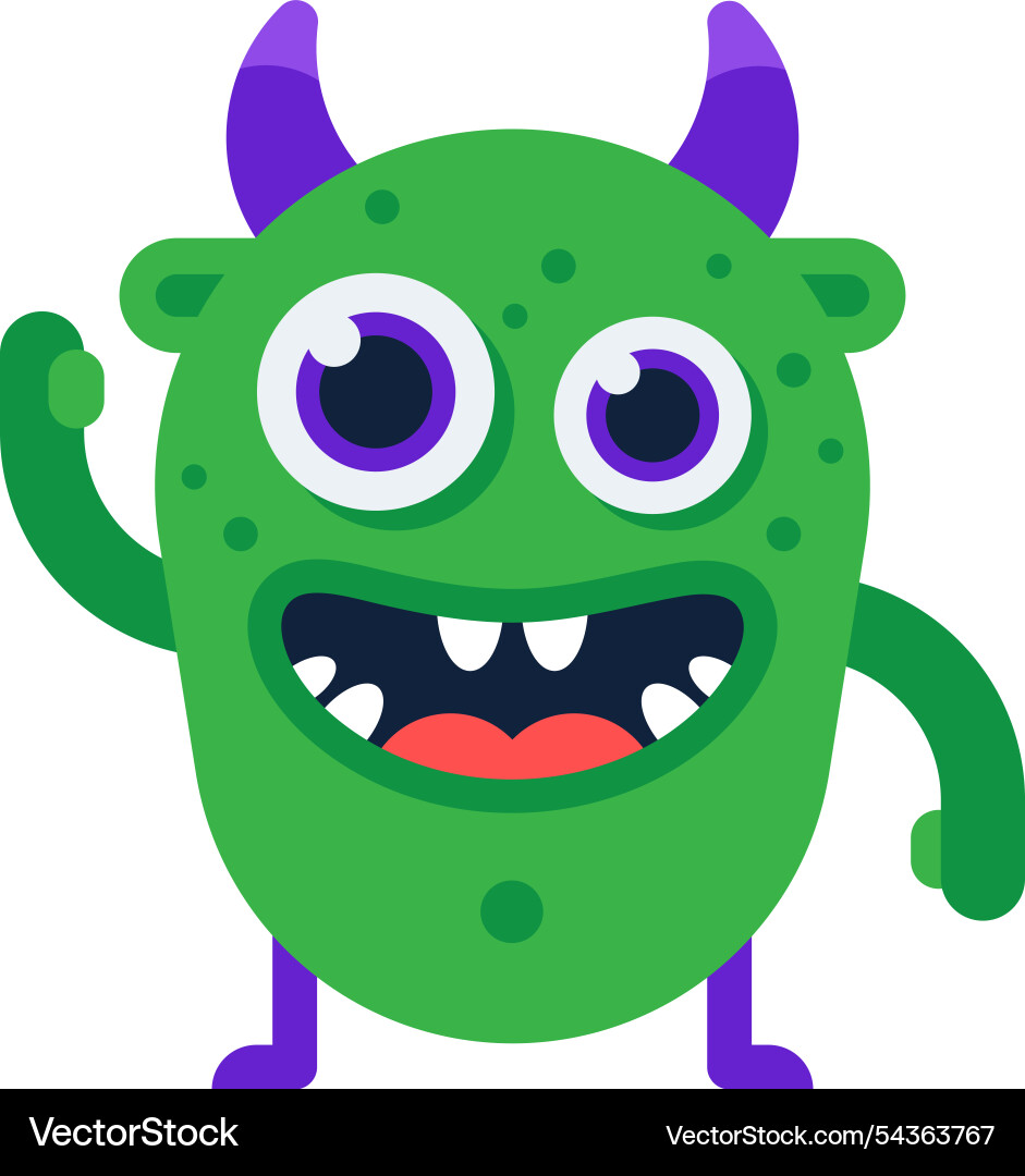 Cartoon of a friendly green monster Cartoon of a friendly green monster vector image