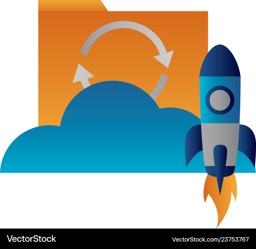 Cloud computing file data rocket vector image