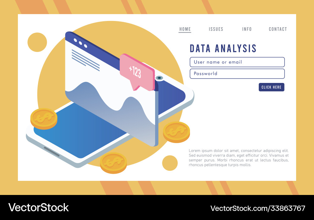 Data analysis technology with webpage template Data analysis technology with webpage template vector image