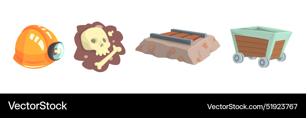 Different mine industry object and item set Different mine industry object and item set vector image